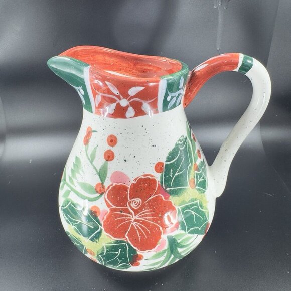 2003 Julie Ueland Pottery Stoneware Pitcher Jug Carafe Floral Pattern Enesco VTG - Picture 8 of 12